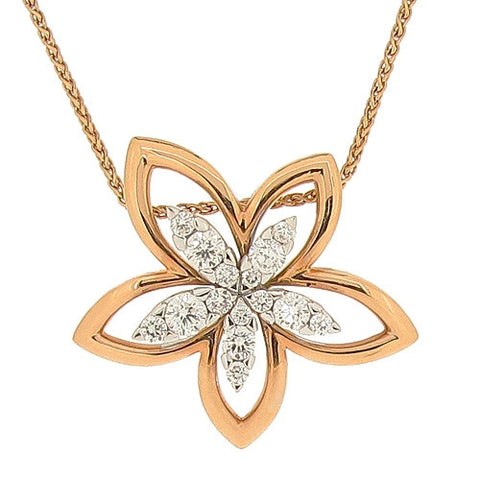 Neckwear - Diamond flower necklace in 18ct rose gold, 1.17ct  - PA Jewellery