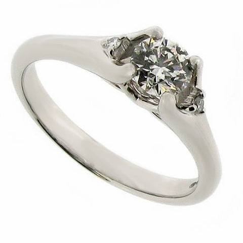 Ring - Diamond solitaire ring with shoulder detail in platinum, 0.49ct  - PA Jewellery