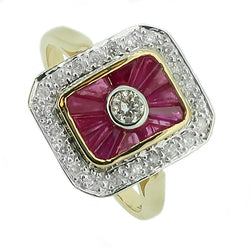 Ruby and diamond cluster ring in 9ct gold