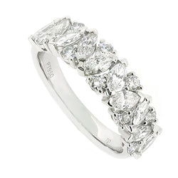 Marquise and brilliant cut band ring in platinum, 1.29ct