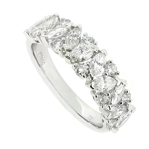 Marquise and brilliant cut band ring in platinum, 1.29ct
