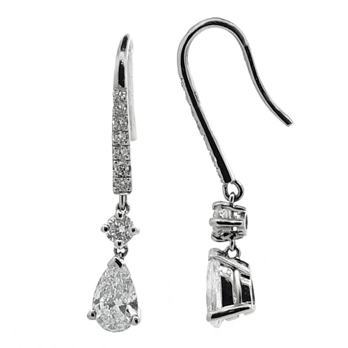Lab grown diamond drop earrings in platinum, 1.21ct