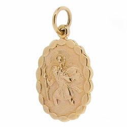 Neckwear - Oval St Christopher pendant in 9ct yellow gold  - PA Jewellery