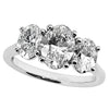 Lab grown oval diamond three stone ring in platinum, 2.10ct