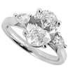 Lab grown oval and pear shape diamond three stone ring in platinum, 1.88ct