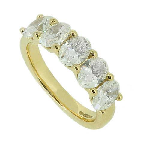 Lab grown diamond oval five stone ring in 18ct gold, 2.00ct