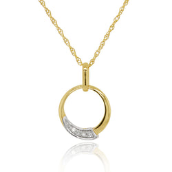 Diamond circle pendant and chain in 9ct gold
