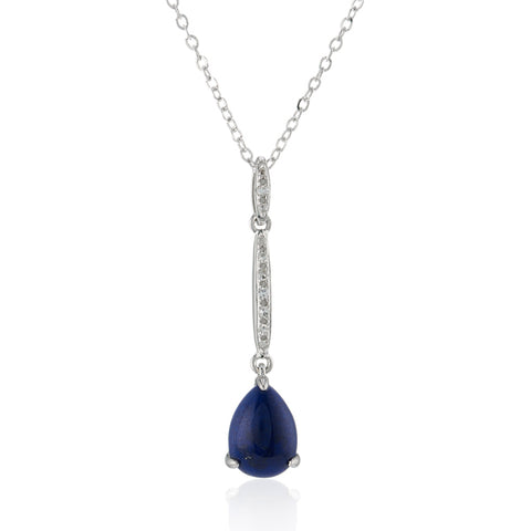 Lapis lazuli and diamond pendant and chain 9ct white gold