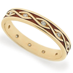 Ring - Diamond set twist pattern wedding band in 9ct yellow gold, 0.12ct  - PA Jewellery