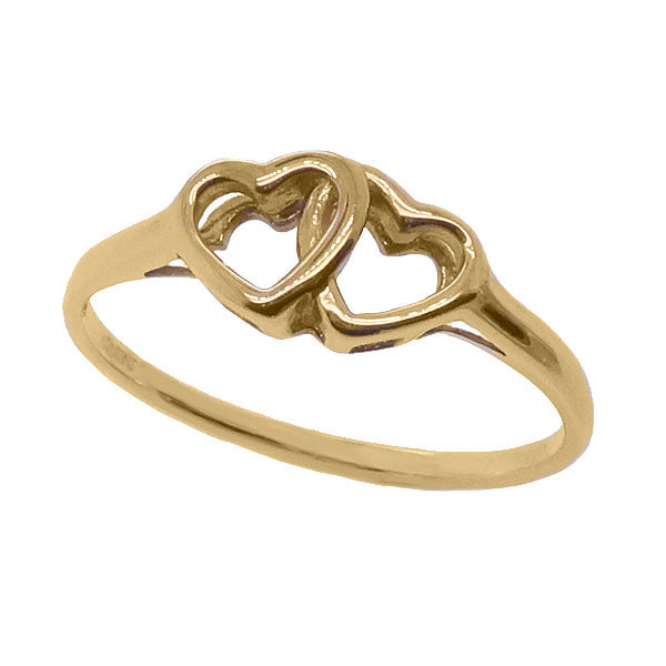 Double heart dress ring in 9ct gold