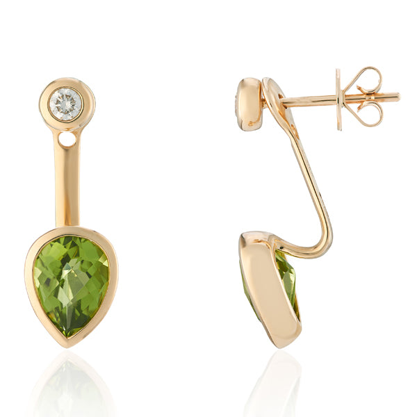 Peridot and diamond earrings in 9ct gold