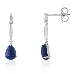 Lapis lazuli and diamond drop earrings in 9ct white gold
