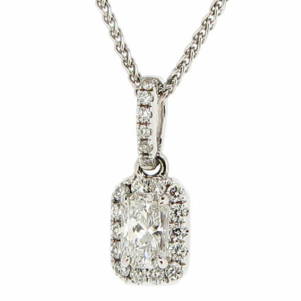 Phoenix cut diamond cluster pendant and chain in 18ct white gold, 0.53ct