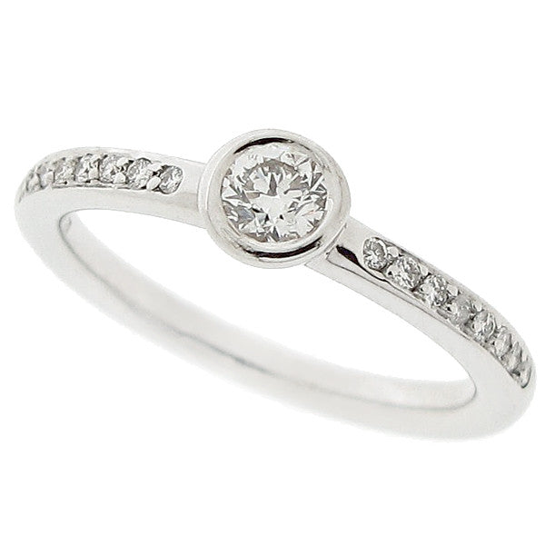 Diamond ring with diamond set shoulders in 18ct white gold, 0.30ct