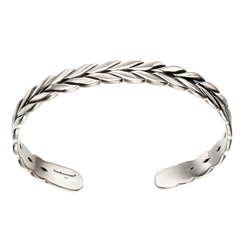 Gents' plaited cuff bangle in silver
