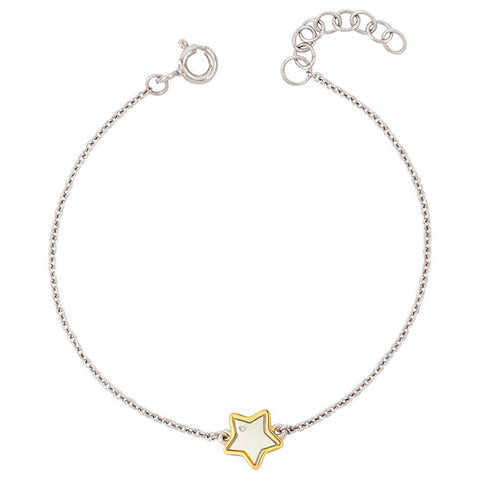 Diamond set star bracelet in silver with gold plating