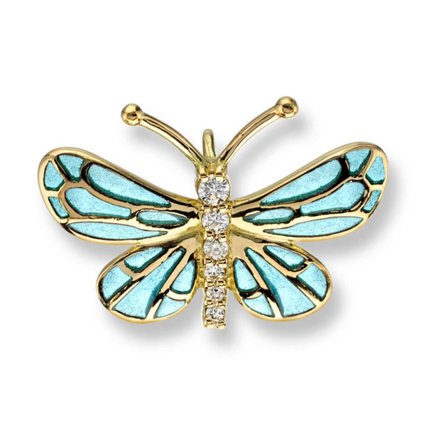Neckwear - Butterfly pendant with enamel and diamonds in 18ct yellow gold  - PA Jewellery