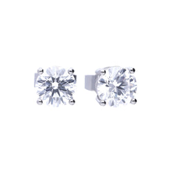 Cubic zirconia solitaire stud earrings in silver