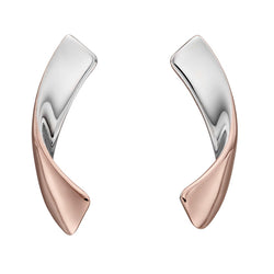 Curved earrings in silver with rose gold plating