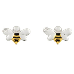 Enamel bee earrings in silver