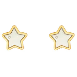 Diamond set star earrings in silver with gold plating