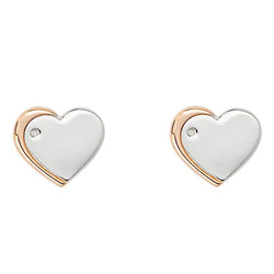Diamond set heart earrings in silver with gold plating