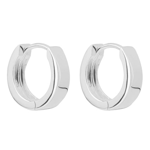 Round 'huggie' hoop earrings in silver