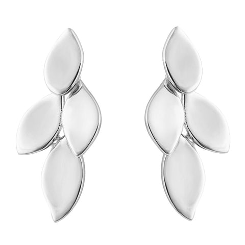 Petal design drop earrings in silver