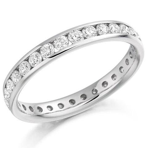 Ring - Round brilliant cut diamond channel set full eternity ring, 1.04ct  - PA Jewellery