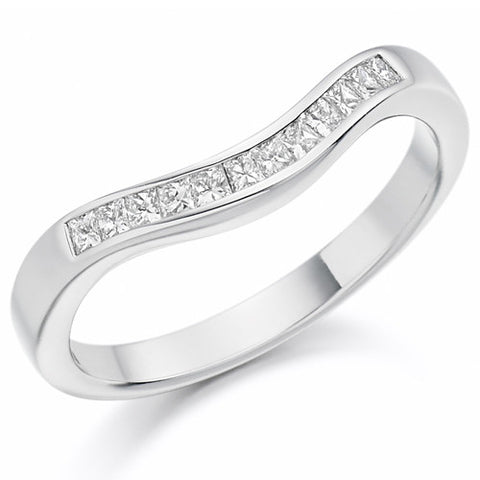 Ring - Princess cut diamond shaped half eternity ring, 0.25ct  - PA Jewellery