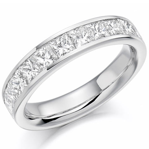 Ring - Princess cut diamond channel set half eternity ring, 1.50ct  - PA Jewellery