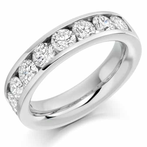 Round Brilliant Cut Diamond Channel Set Half Eternity Ring 9ct white gold G/H colour SI clarity
