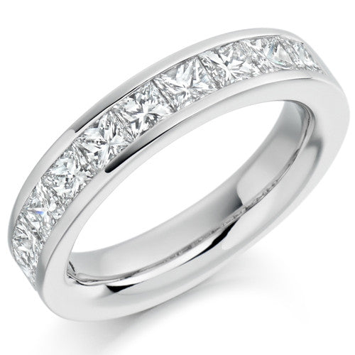 Princess Cut Diamond Channel Set Half Eternity Ring 9ct white gold G/H colour SI clarity