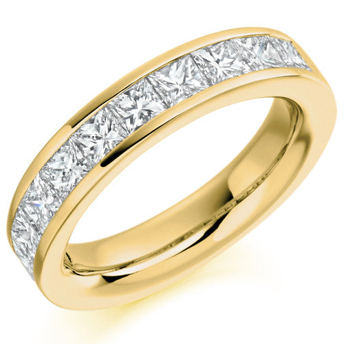 Princess Cut Diamond Channel Set Half Eternity Ring 9ct yellow gold G/H colour SI clarity