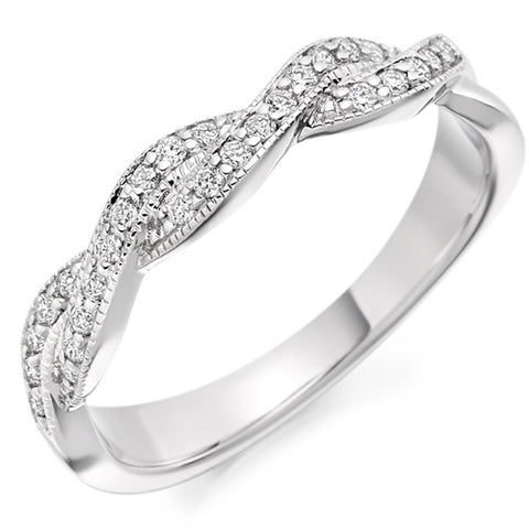 Ring - Diamond set twist design band ring, 0.22ct  - PA Jewellery