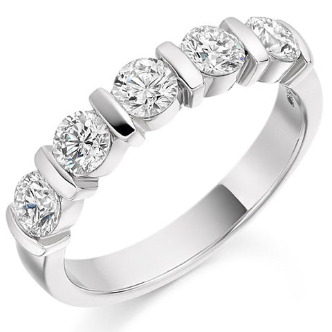 Ring - Round brilliant cut diamond half eternity ring, 1.00ct  - PA Jewellery