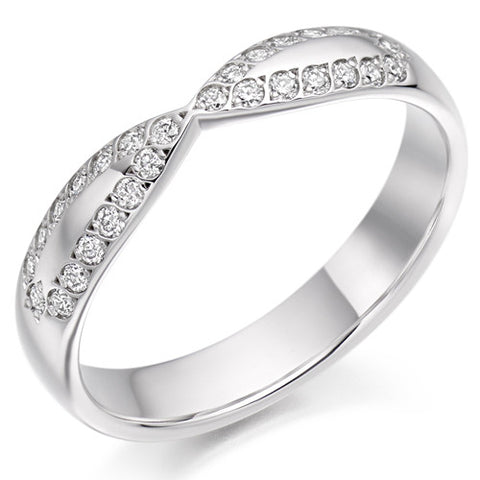 Ring - Diamond set bow shaped band ring, 0.25ct  - PA Jewellery
