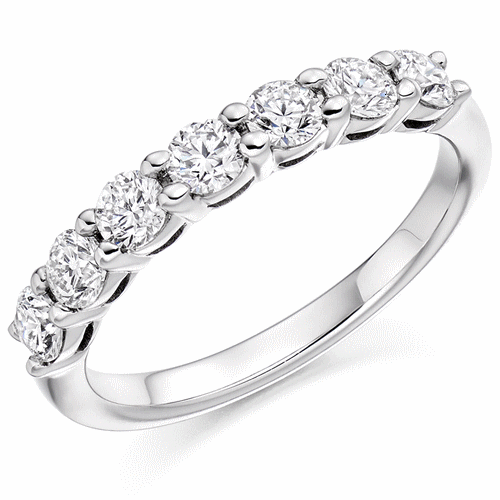 Ring - Round brilliant cut diamond claw set half eternity ring, 0.75ct  - PA Jewellery