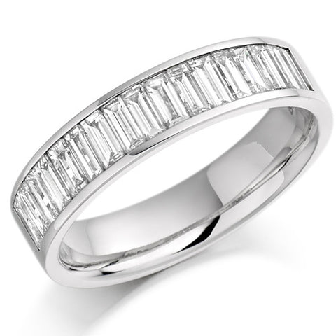 Ring - Baguette cut diamond channel set half eternity ring, 1.00ct  - PA Jewellery