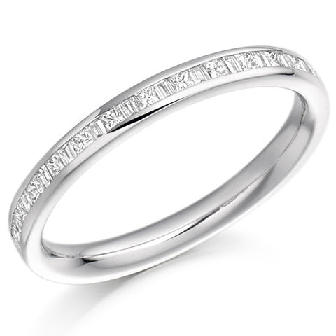 Ring - Princess and baguette cut diamond half eternity ring, 0.30ct  - PA Jewellery