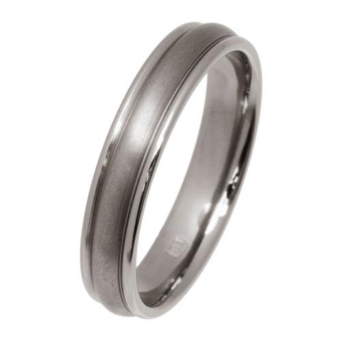 Ring - Ridged court shape 4mm band in titanium  - PA Jewellery