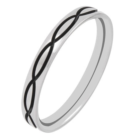 Ring - Double wave detail 3mm band in titanium  - PA Jewellery