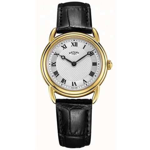 Ladies' Rotary Canterbury in yellow gold plated stainless steel on leather LS05338/21
