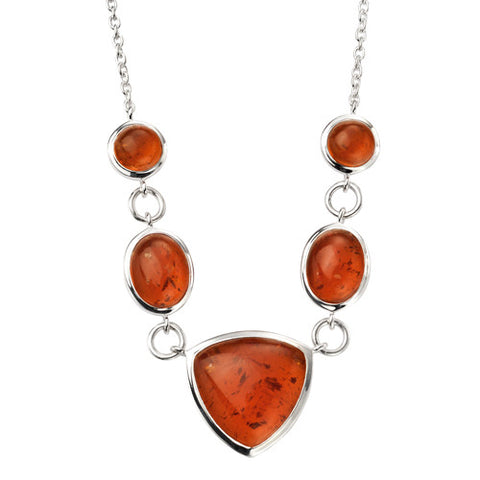 Pressed amber necklace in silver