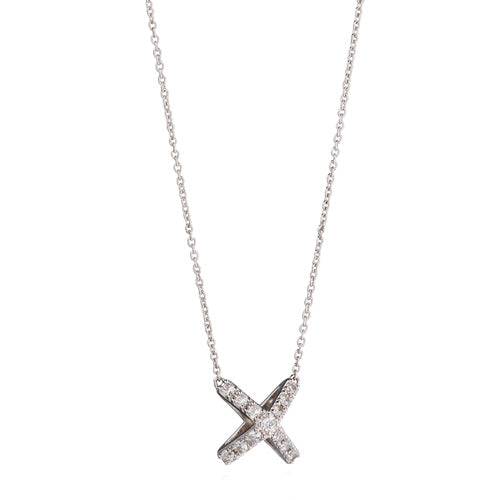 Cubic zirconia cross necklace in silver