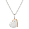 Diamond set heart pendant and chain in silver with rose gold plating