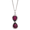 Purple crystal pear shape pendant and chain in silver