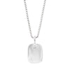 Diamond set rectangular tag pendant and chain in silver