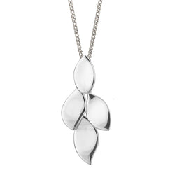 Petal design drop pendant and chain in silver