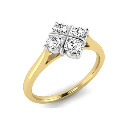 Diamond four stone cluster ring in 9ct yellow gold